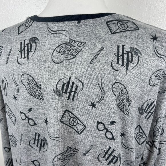 Wizarding World of Harry Potter Sweater Women Large Grey Blue AOP Pullover Sleep - Picture 10 of 12